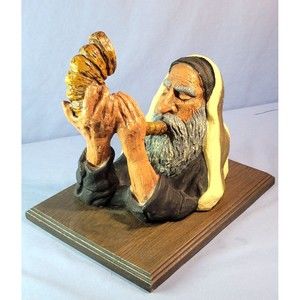 Rabbi Blowing A Shofar Sculpture Jewish RARE 70 Judaica ROZNER Limited Edition